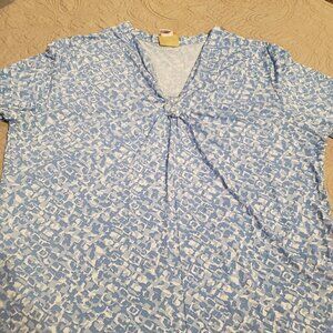 Ruby Rd. 3/4 Sleeve Embellished V-Neck Knot Top